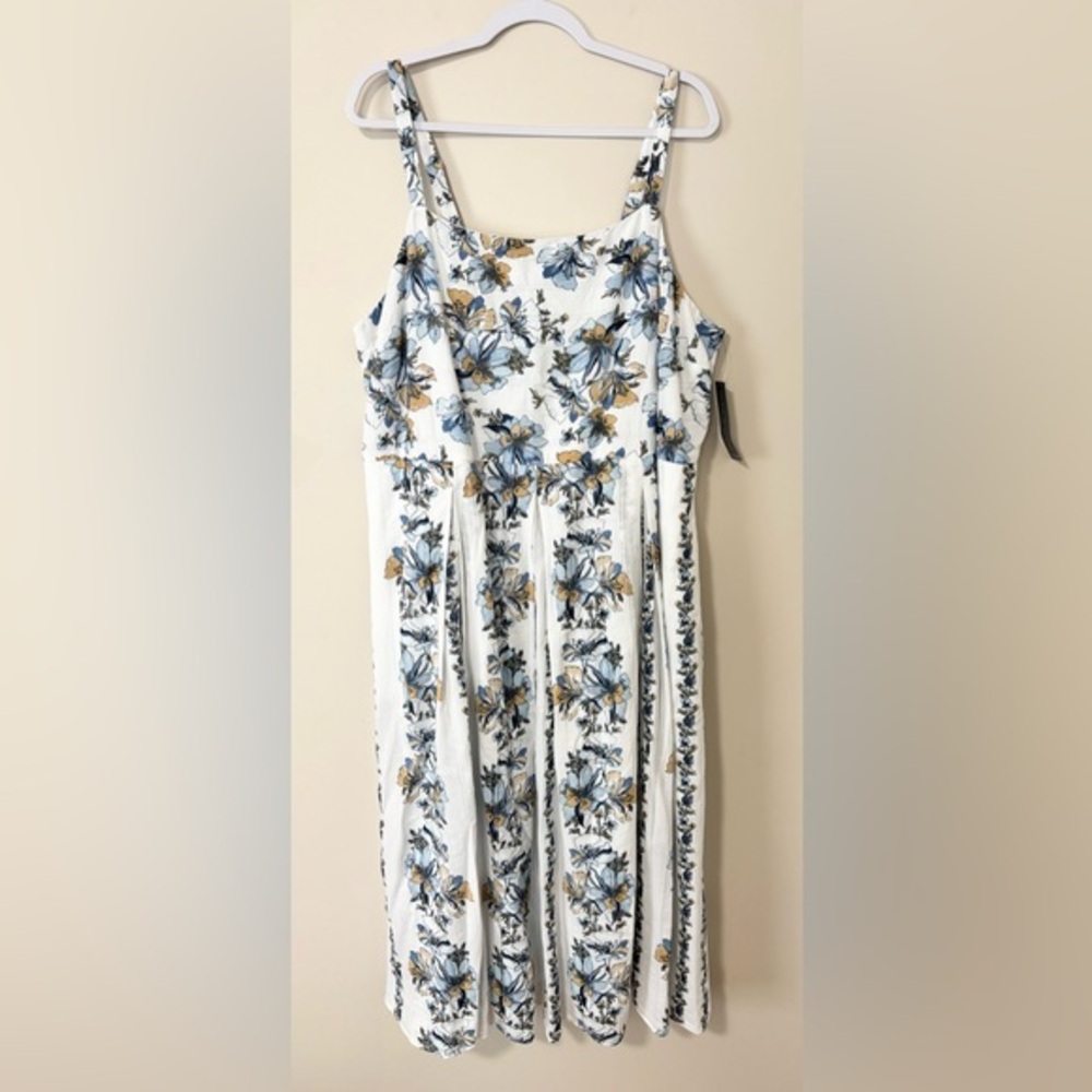 Lane Bryant Tropical Sleeveless Smocked Back Cotton Blend Floral‎ Maxi Dress